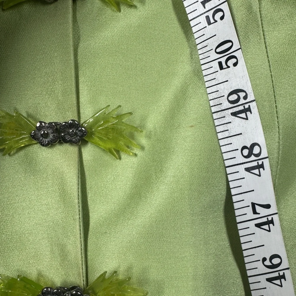 Rare Vintage Gemma Kahng New York Green Silk Cotton Blend Blazer Skirt Set 8
